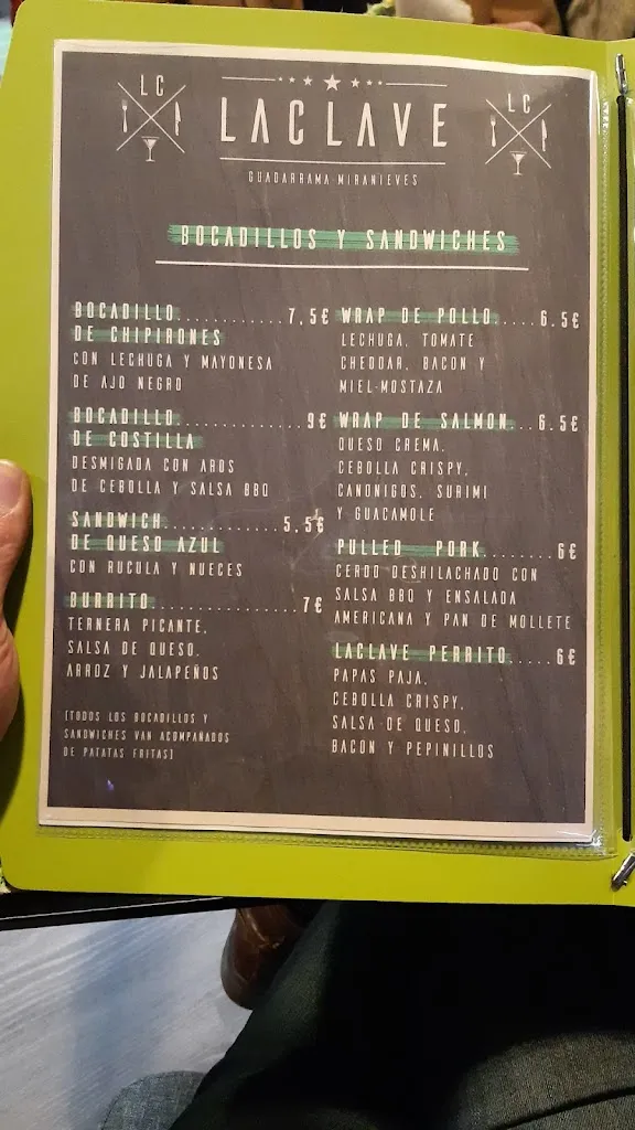 Menu_Bar Restaurante La Clave_Guadarrama_image_2