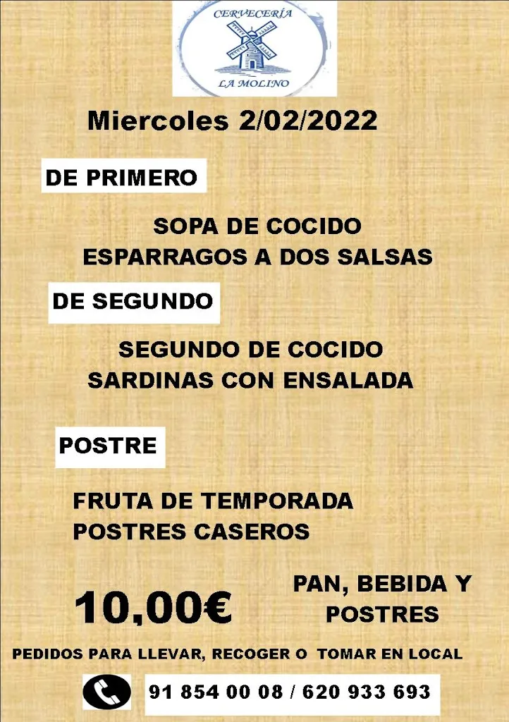 Menu_Cervecería La Molino_Guadarrama_image_3