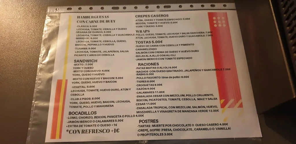 Menu_Cafetería El Mirador De La Villa_Meco_image_2