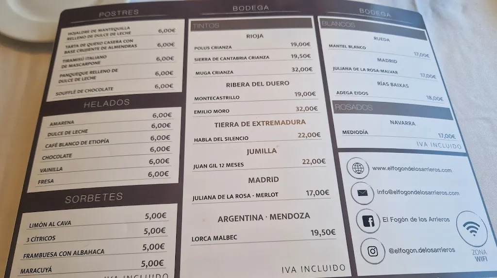 Menu_El Fogón de los Arrieros Restaurante_Moralzarzal_image_1