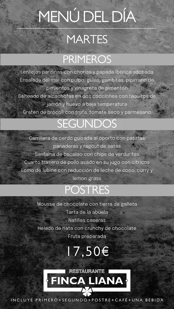 Menu_Restaurante Finca Liana_Móstoles_image_1