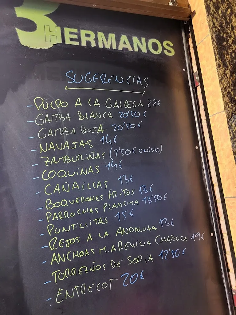 Menu_Bar Marisquería Tres Hermanos_Móstoles_image_1