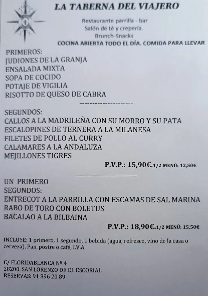 Menu_La Taberna del Viajero_San Lorenzo de El Escorial_image_2