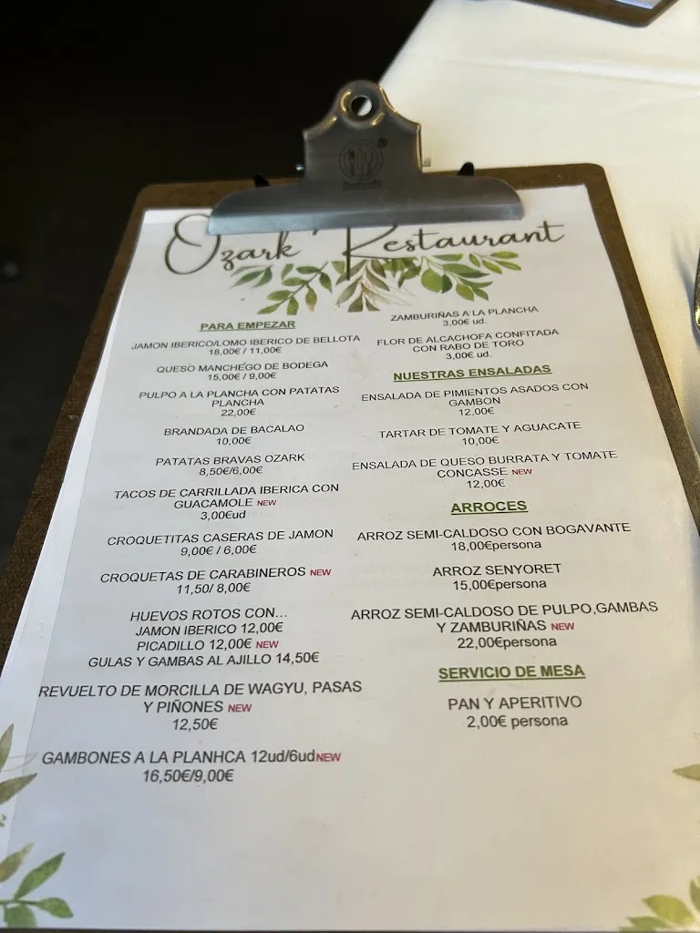 Menu_Restaurante Ozark_San Sebastián de los Reyes_image_1