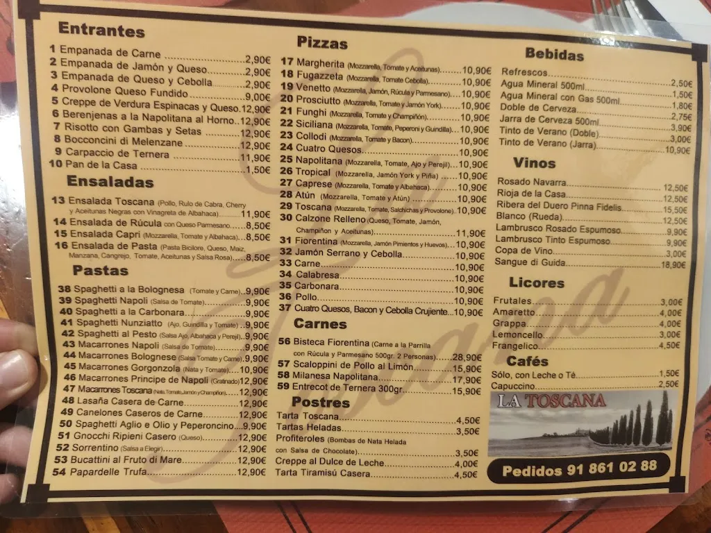 Menu_Restaurante La Toscana Pasta & Pizza S.L_San Martín de Valdeiglesias_image_2