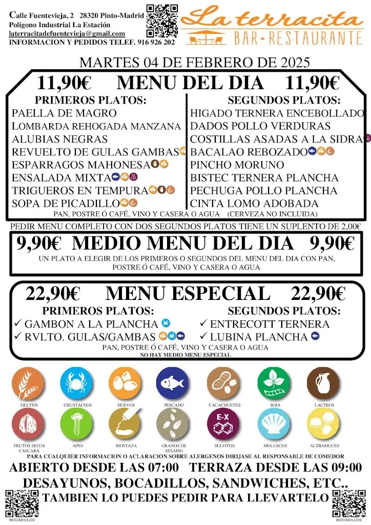 Menu_Bar restaurante La Terracita_Pinto_image_1