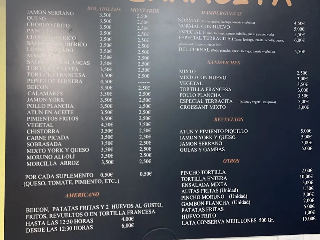 Menu_Bar restaurante La Terracita_Pinto_image_3