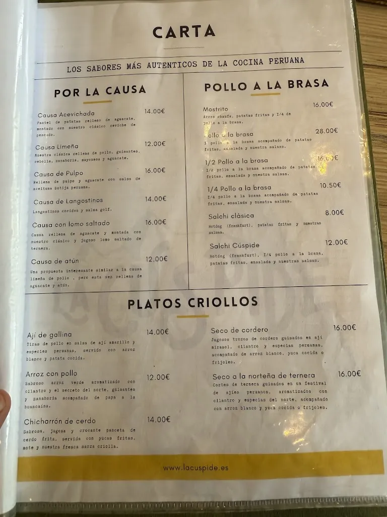 Menu_La Cúspide Pinto - Restaurante Peruano_Pinto_image_1