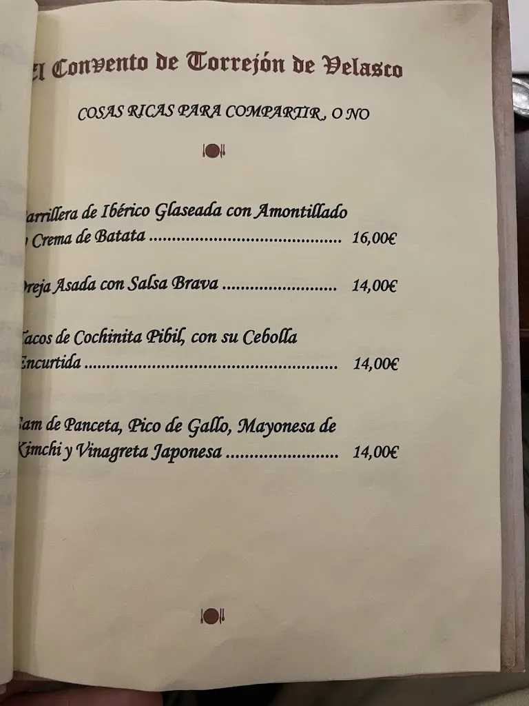 Menu_El Convento de Torrejón de Velasco_Torrejón de Velasco_image_2