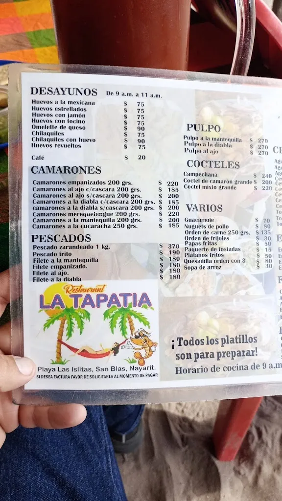 Menu_La tapatia, Las Islitas, San Blas, Nayarit._San Blas-Canillejas_image_2