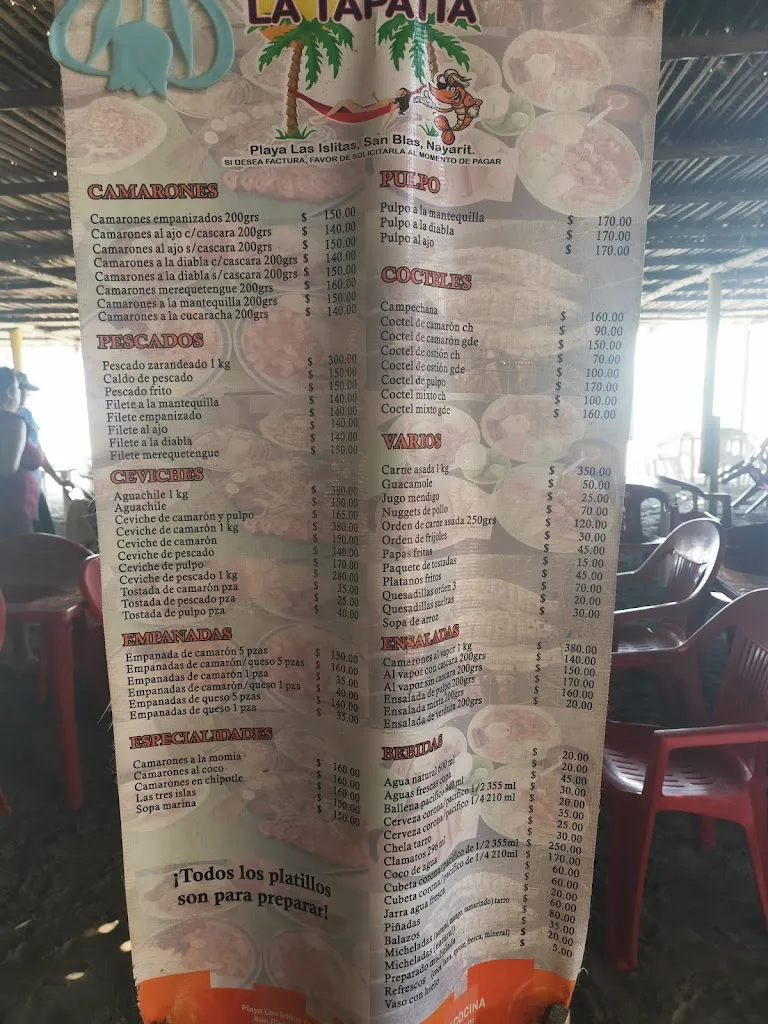 Menu_La tapatia, Las Islitas, San Blas, Nayarit._San Blas-Canillejas_image_3