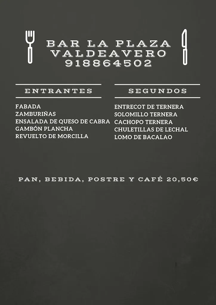 Menu_Bar café la plaza Valdeavero_Valdeavero_image_1