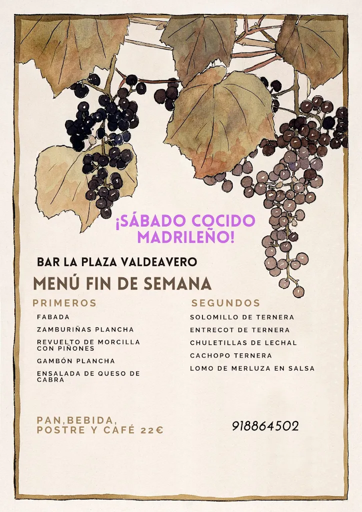 Menu_Bar café la plaza Valdeavero_Valdeavero_image_2