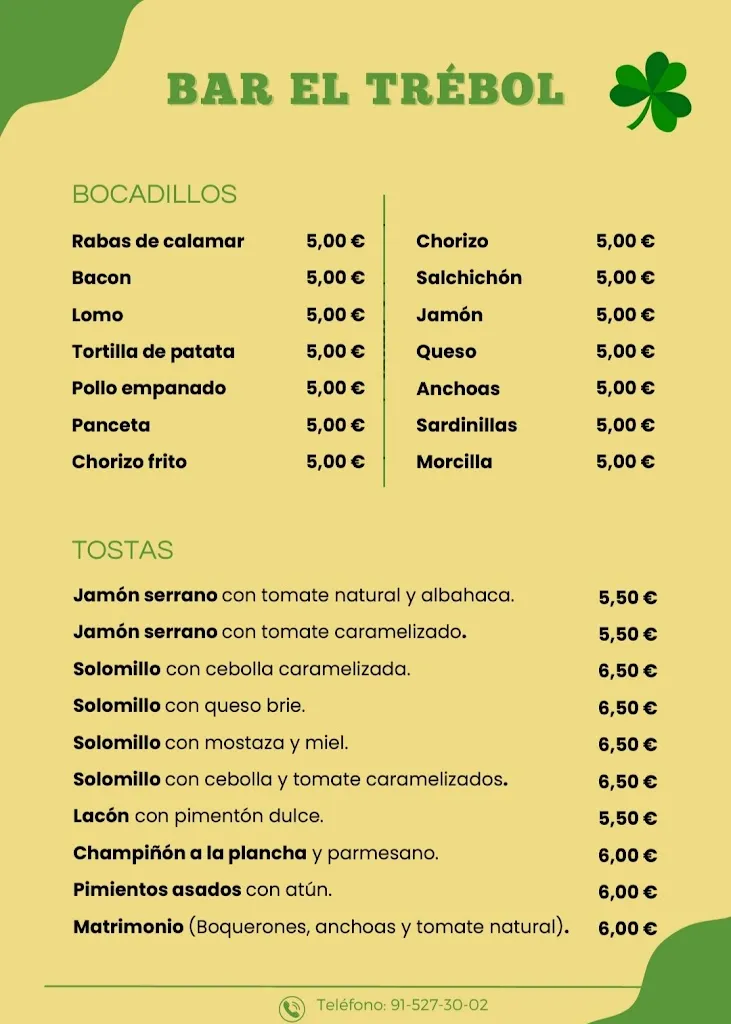 Menu_BAR EL TRÉBOL_Torrelaguna_image_1