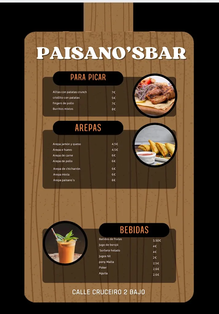 Menu_Paisano’s bar_Boiro_image_1