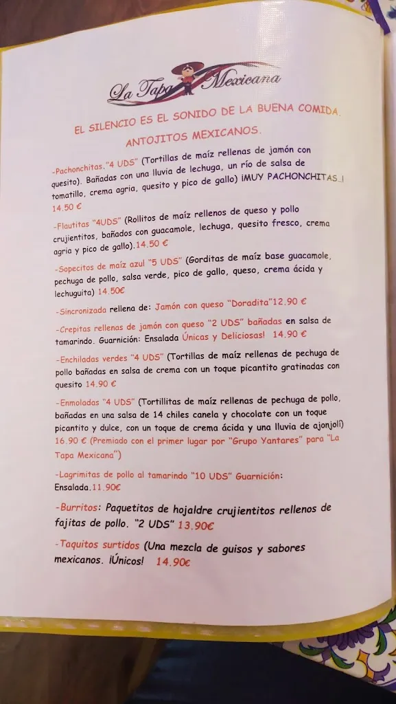 Menu_La Tapa Mexicana_Torrelodones_image_1