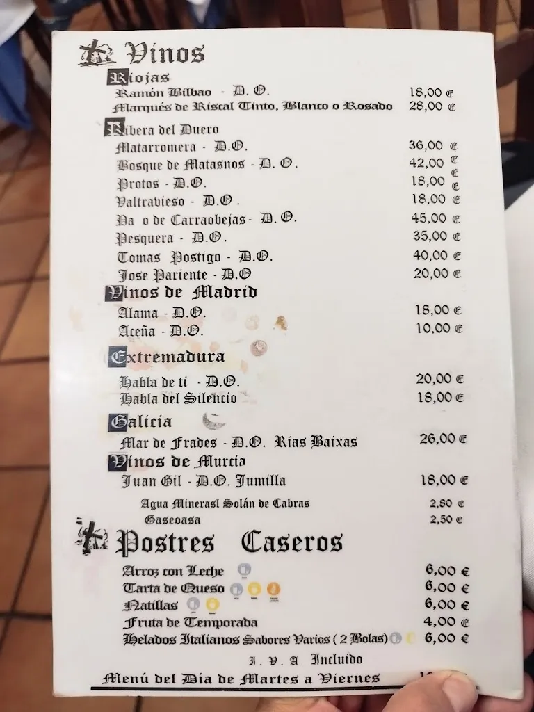 Menu_Mesón Restaurante El Molino_Villa del Prado_image_4