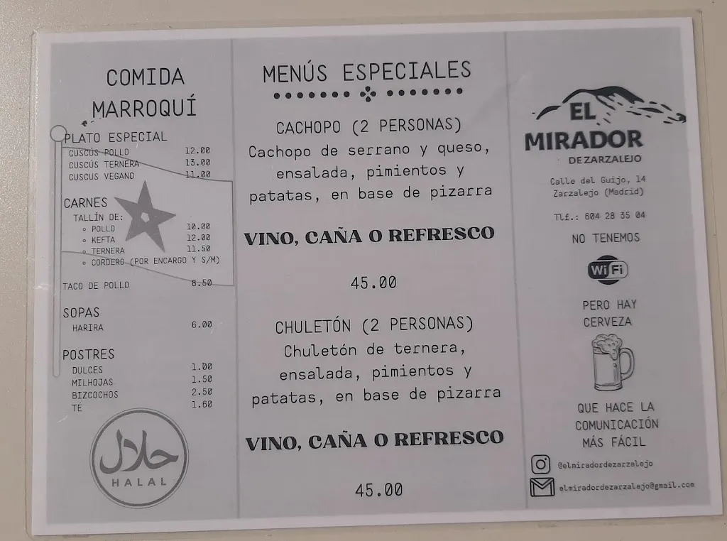 Menu_Bar Terraza Mirador_Zarzalejo_image_2