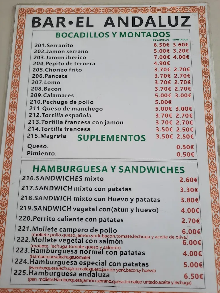 Menu_Bar El Andaluz_Velilla de San Antonio_immagine_1