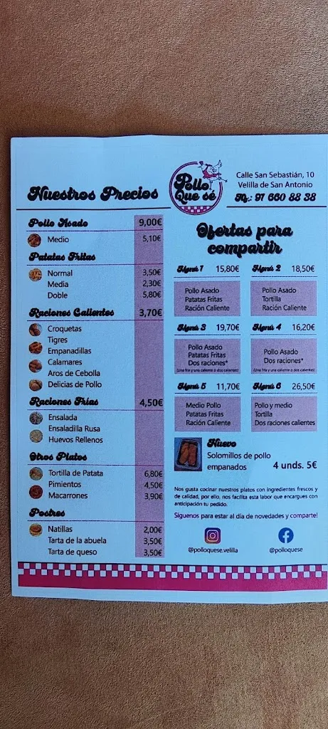 Menu_Pollo que sé_Velilla de San Antonio_image_1