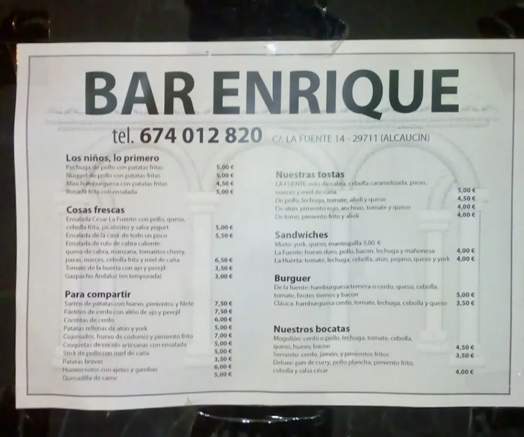 Menu_Café-Bar Restaurante Enrique_Alcaucín_image_1