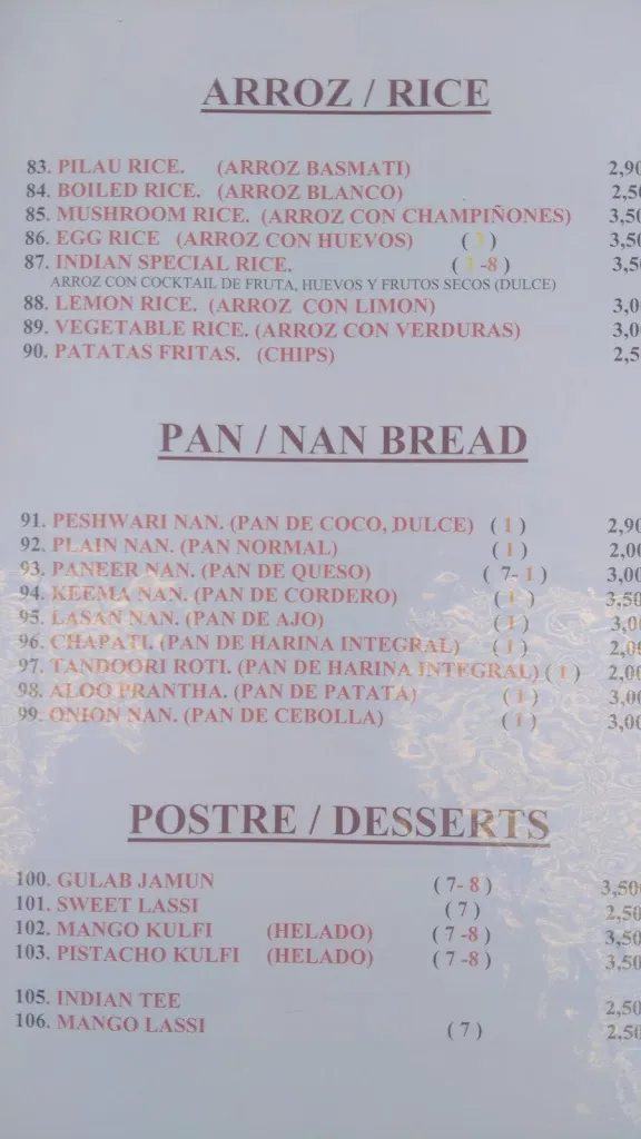 Menu_Restaurant Indian Palace_Alcaucín_image_4