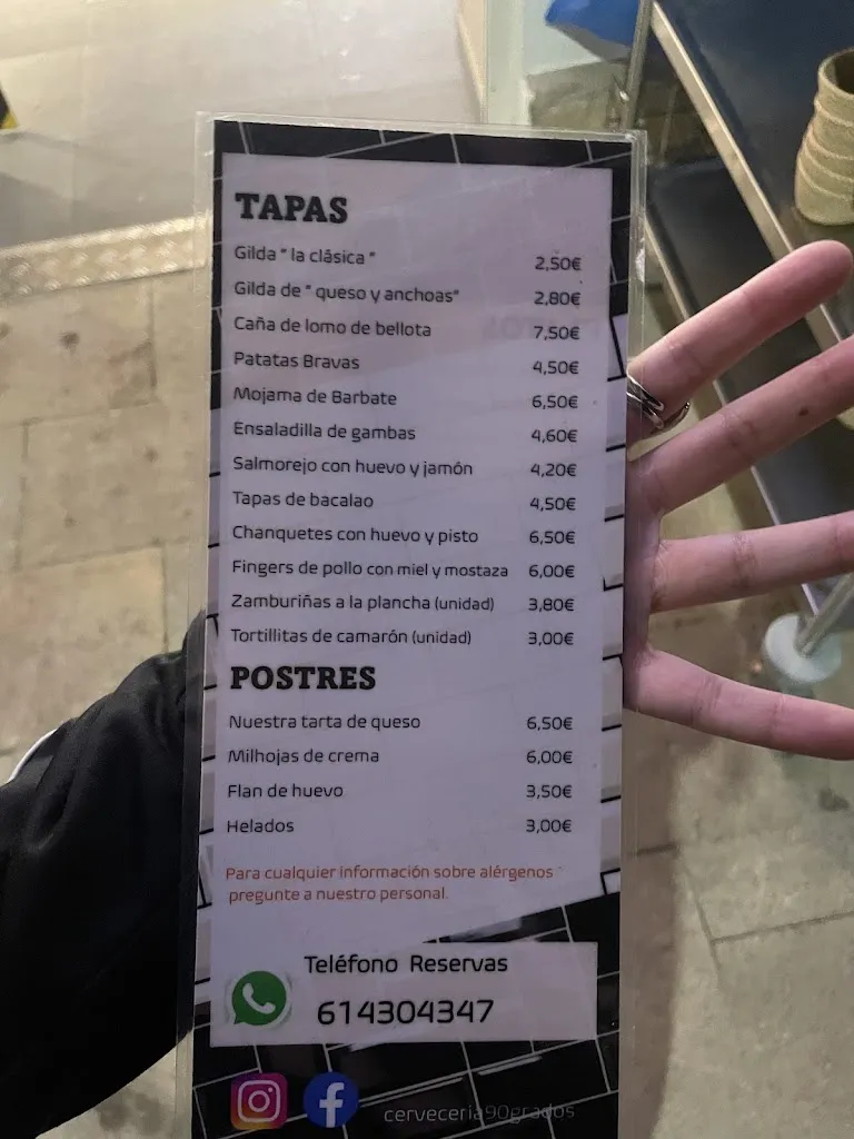 Menu_Cañas y Tapas 90 Grados_Villanueva del Pardillo_image_4