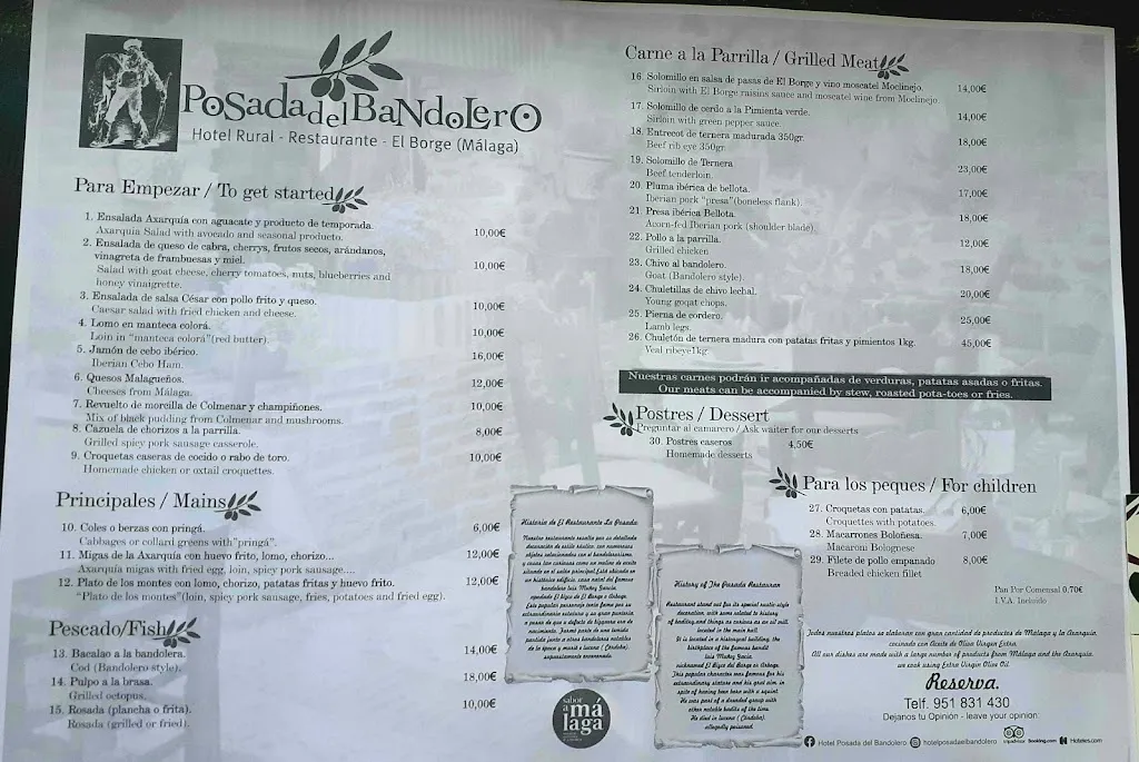 Menu_Hotel Posada Del Bandolero_Almáchar_immagine_2