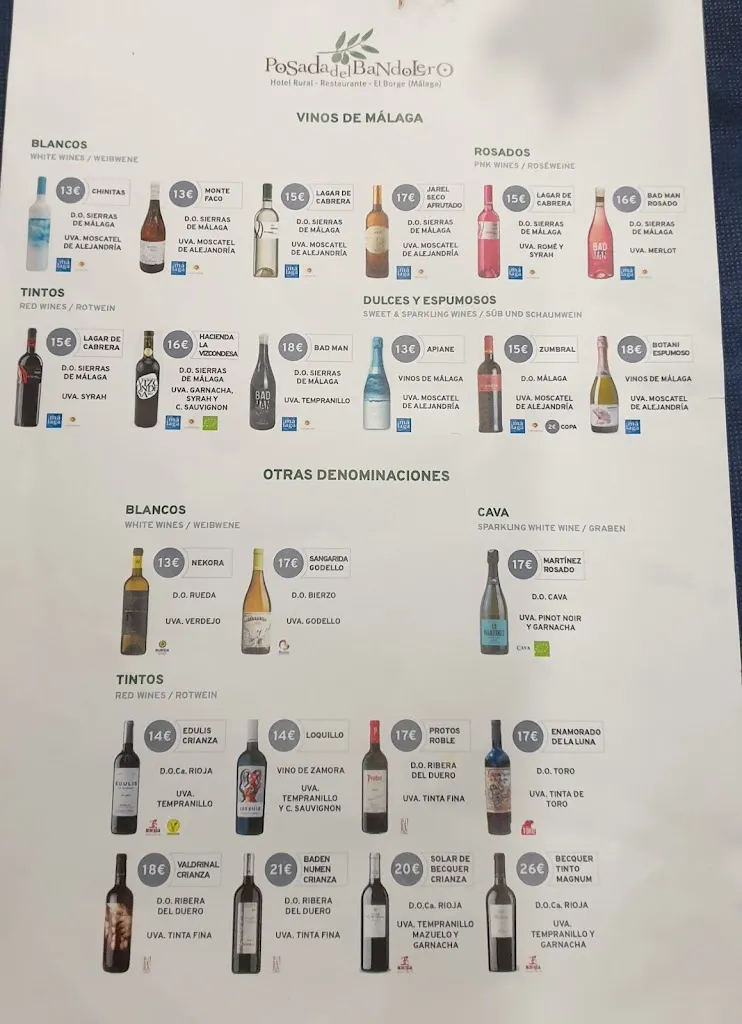 Menu_Hotel Posada Del Bandolero_Almáchar_immagine_3