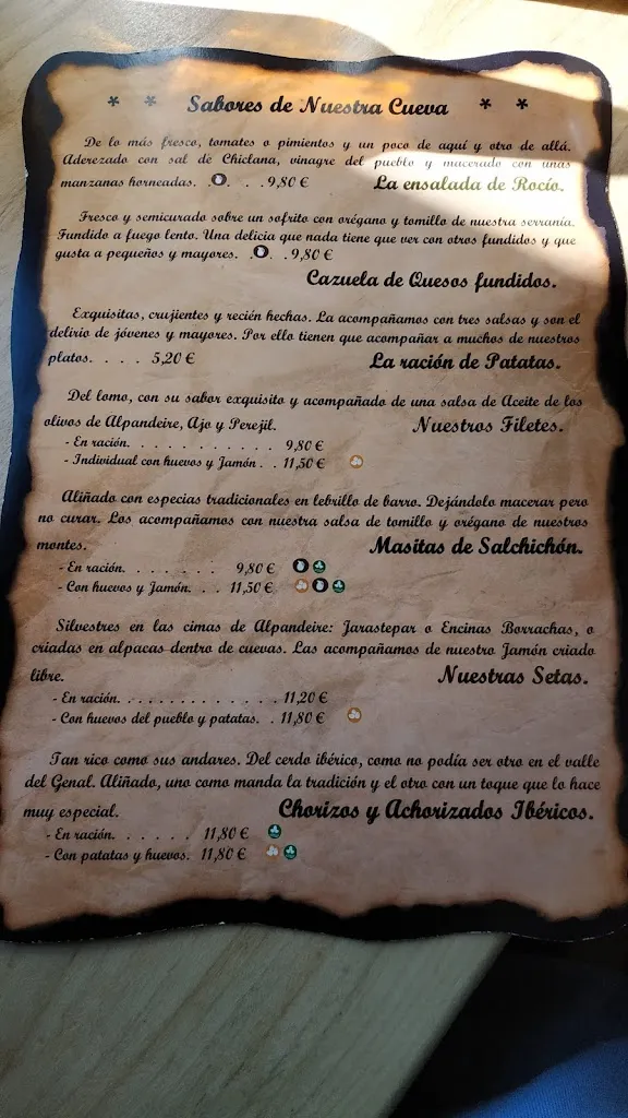 Menu_Cueva La Higuera_Alpandeire_image_2
