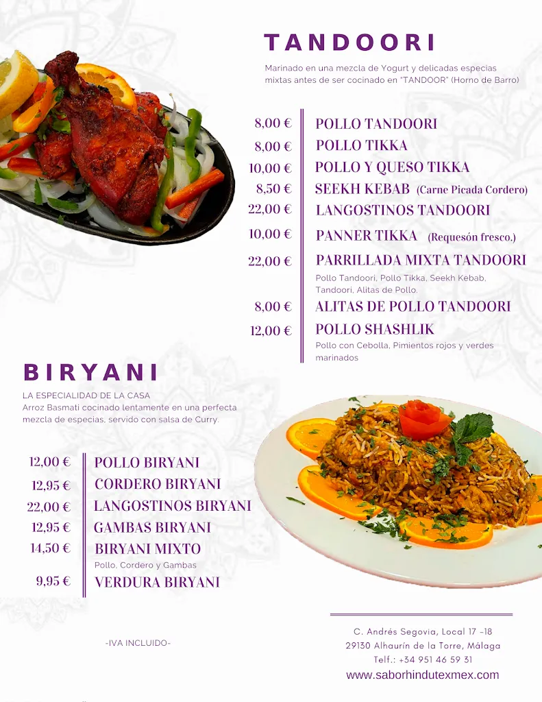 Menu_Sabor Indian Restaurant_Alhaurín de la Torre_image_1