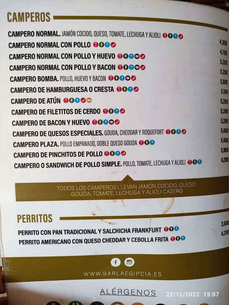 Menu_Bar La Egipcia_Alhaurín de la Torre_immagine_1