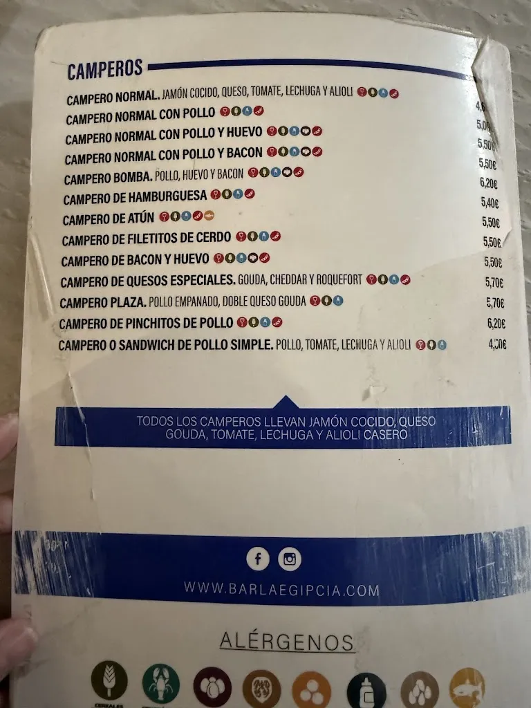 Menu_Bar La Egipcia_Alhaurín de la Torre_immagine_2