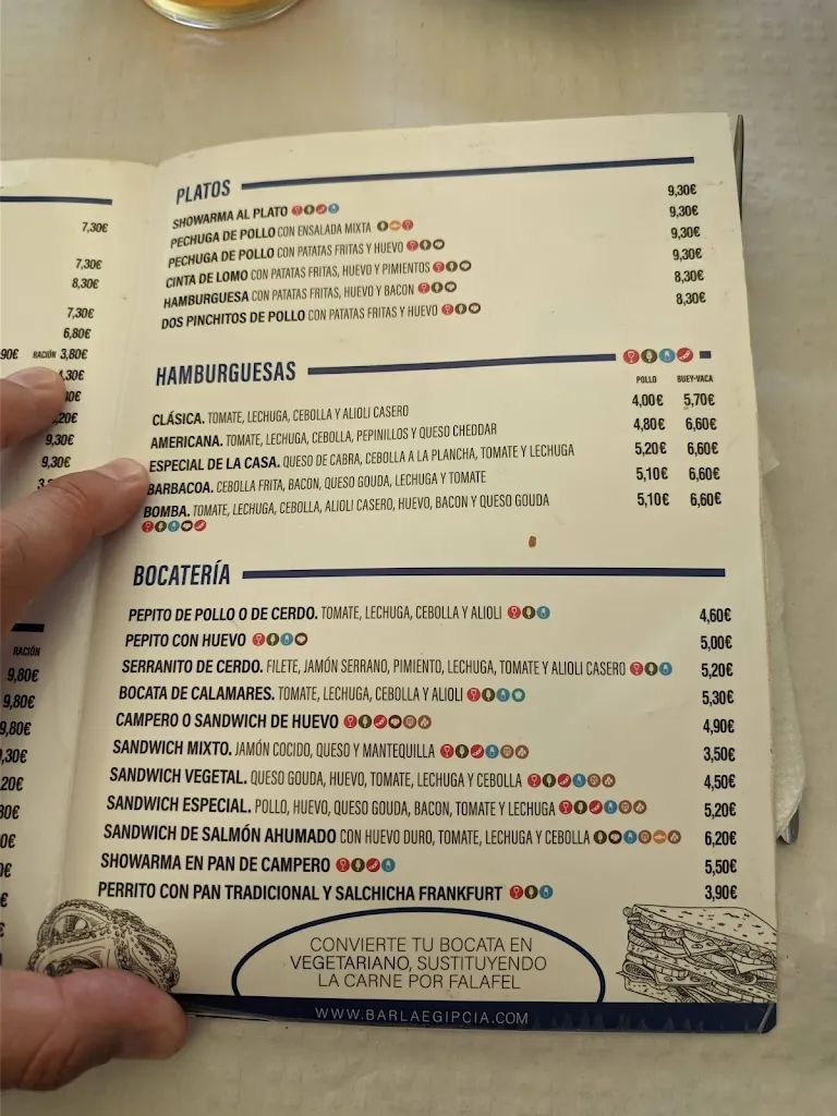 Menu_Bar La Egipcia_Alhaurín de la Torre_immagine_3