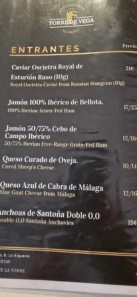 Menu_Restaurante Torre de Vega 