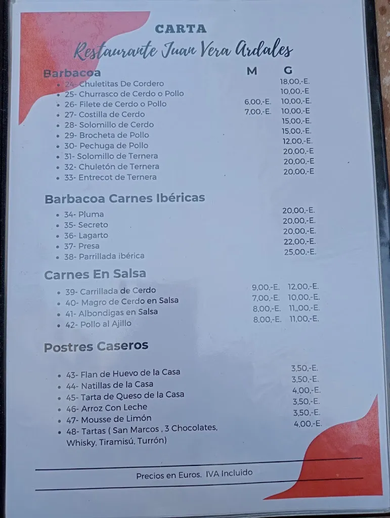 Menu_Bar Restaurante Juan Vera_Ardales_image_3