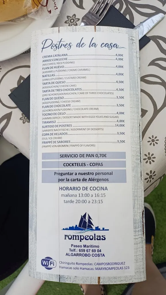 Menu_Chiringuito Rompeolas_Algarrobo_immagine_1