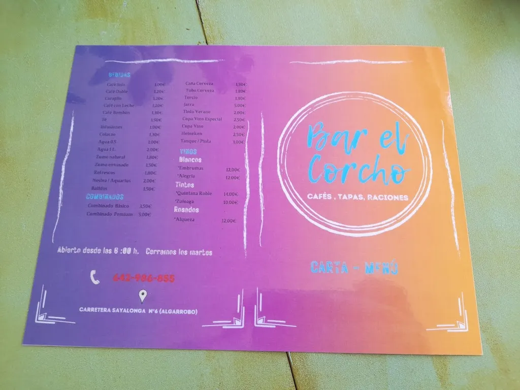 Menu_Bar El Corcho_Algarrobo_image_1