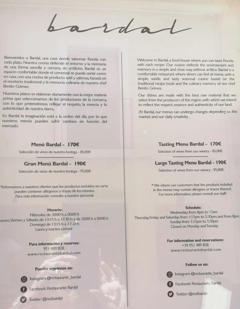 Menu_Bardal | Benito Gómez | Restaurante en Ronda_Arriate_immagine_1