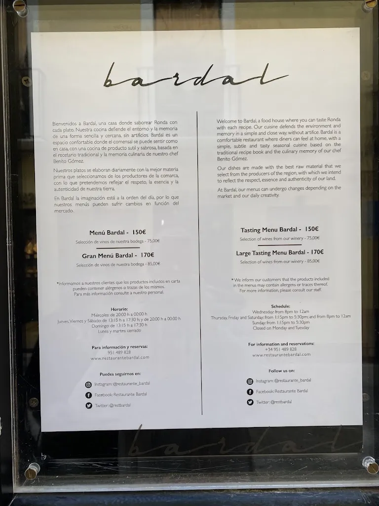 Menu_Bardal | Benito Gómez | Restaurante en Ronda_Arriate_immagine_2