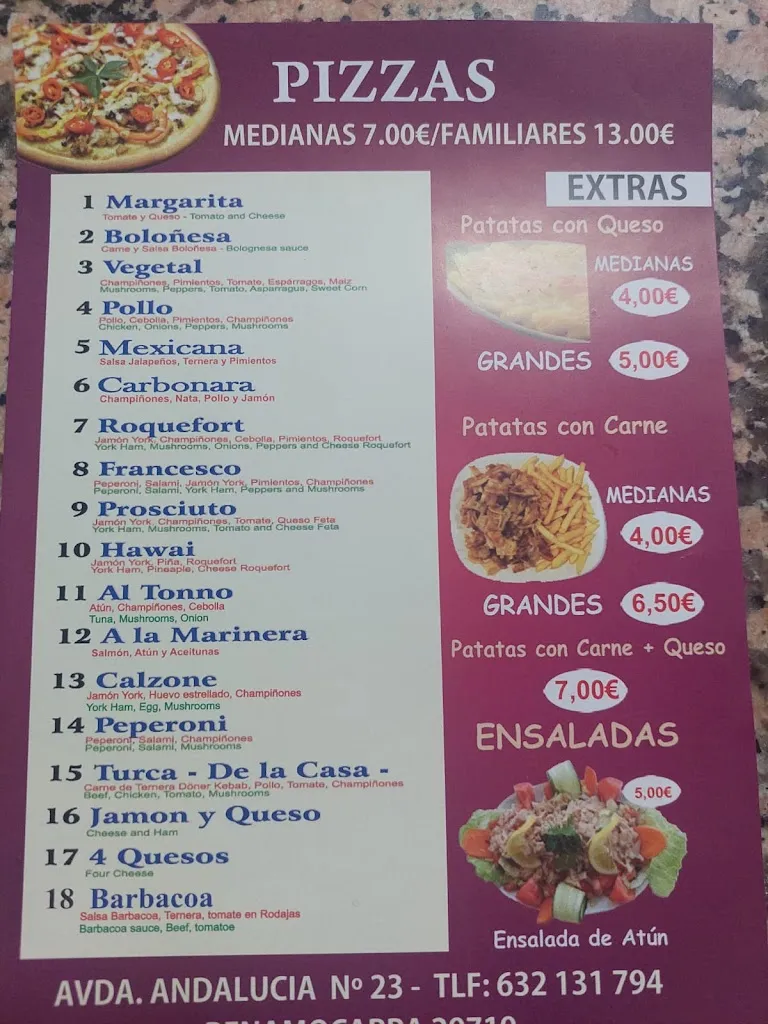 Menu_La Fuente Restaurant, Doner Kebab & Pizza_Benamocarra_image_1