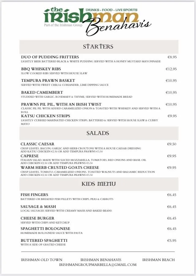 Menu_The Irishman Benahavis  part of the Irishman Group Marbella_Benahavís_image_1