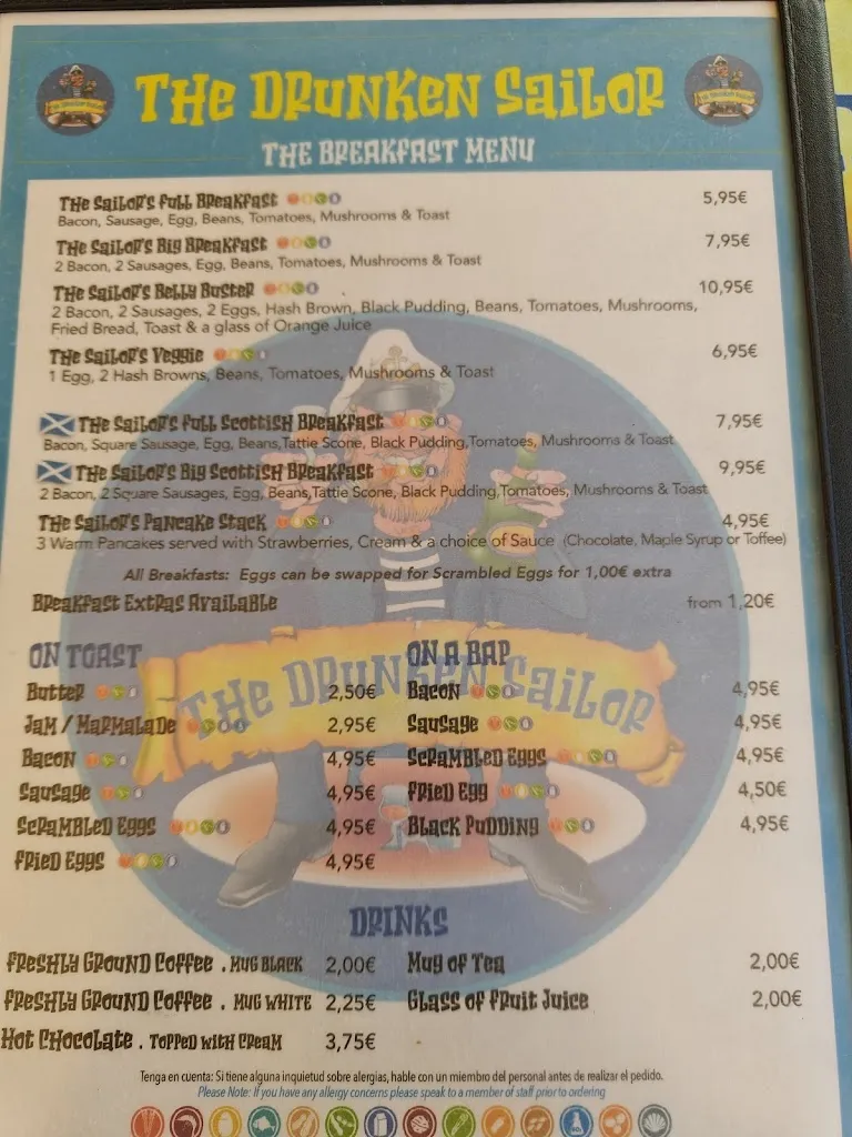 Menu_The Drunken Sailor_Benalmádena_image_1