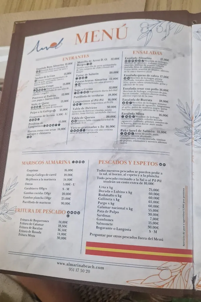 Menu_Restaurante Almarina Beach_Benalmádena_image_3