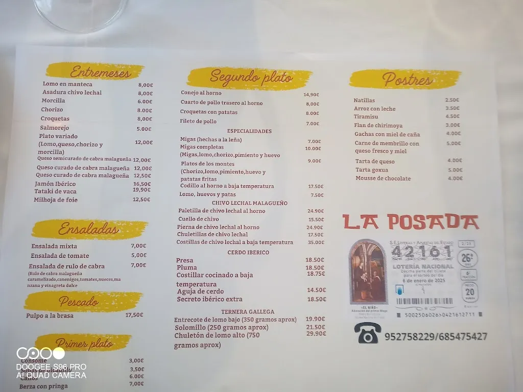 Menu_La Posada Restaurante_Casabermeja_immagine_1