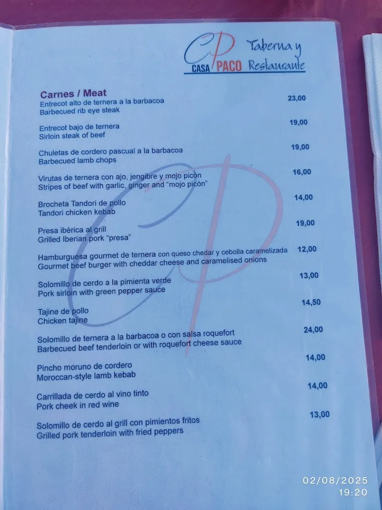 Menu_Taberna Restaurante Casa Paco_Cómpeta_image_2