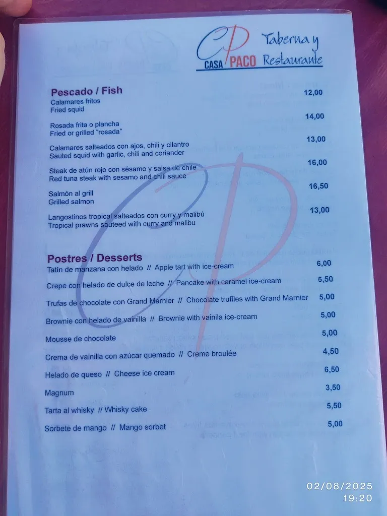 Menu_Taberna Restaurante Casa Paco_Cómpeta_image_3