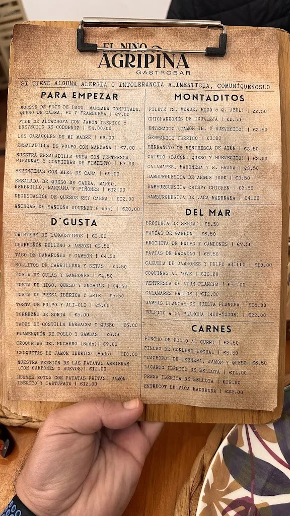 Menu_El Niño Agripina Gastrobar_Cuevas del Becerro_image_2