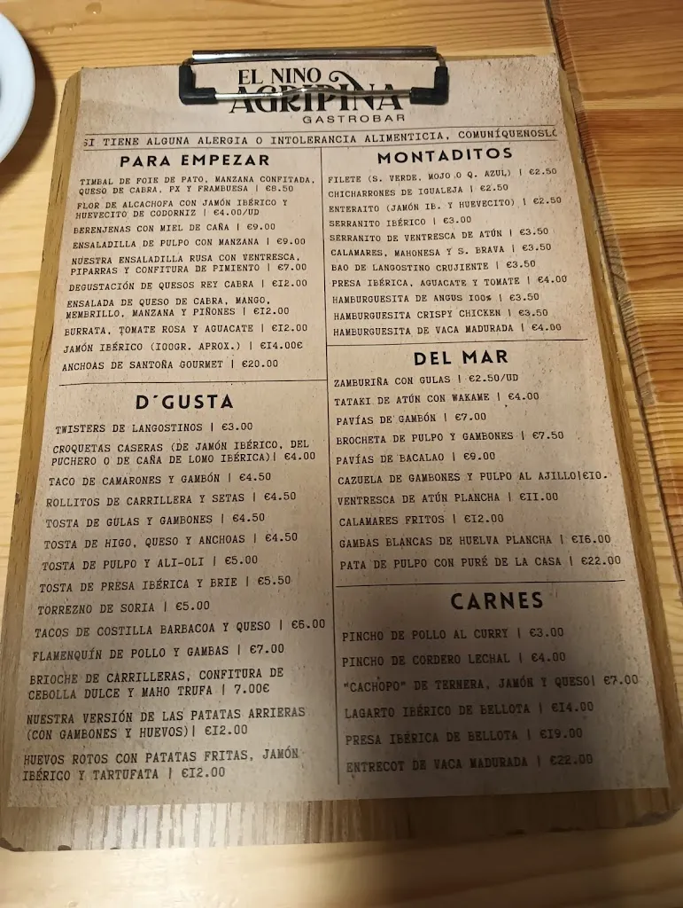 Menu_El Niño Agripina Gastrobar_Cuevas del Becerro_image_3
