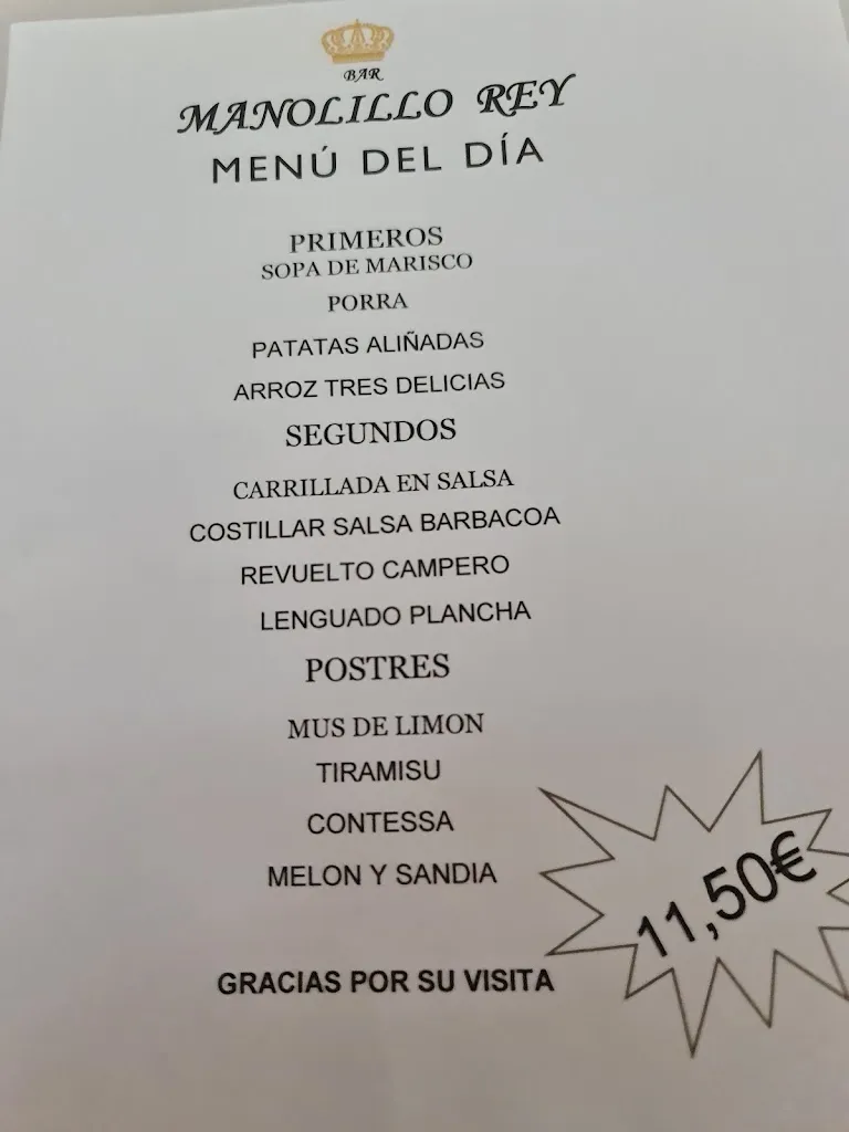 Menu_Bar Cafetería Tejada. 